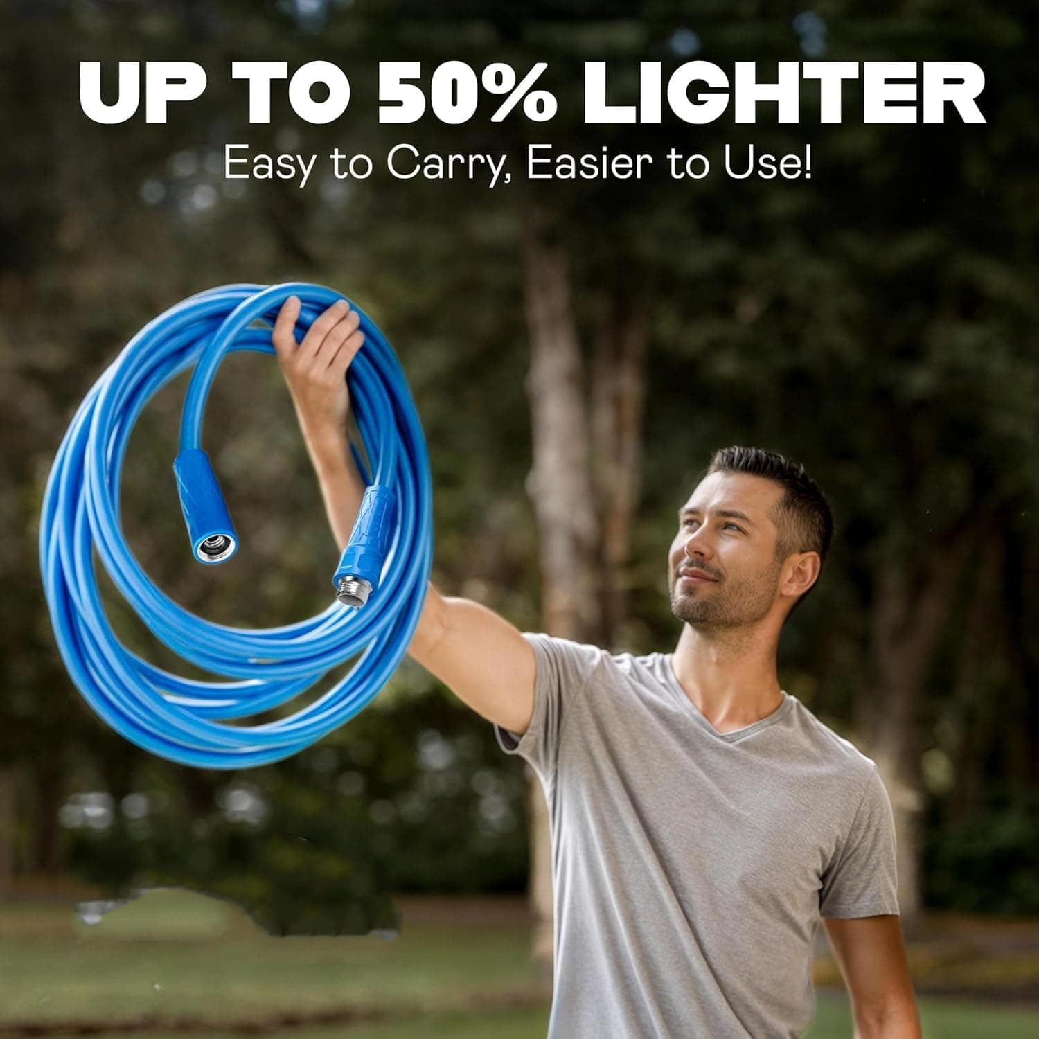 75 Ft Garden Hose with Sprayer Nozzle, 2-Layer Heavy Duty Drinking RV Water Hose 75Ft x 5/8 in. Flexible, Lightweight, NON Expandable, Kink Resistant, Easy Connect Fittings