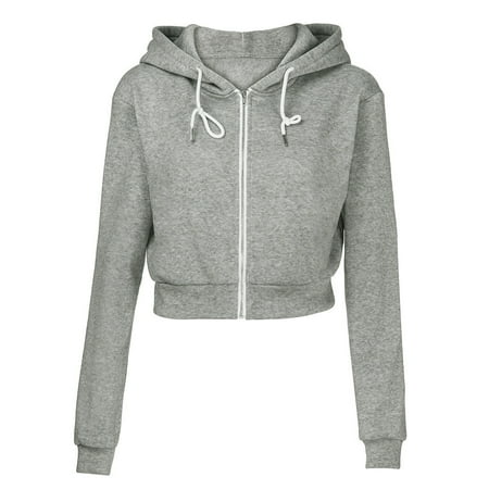 Lolmot Women Fashion Solid Crop Hoodie Zipper Sweatshirt Zip Cosy Hoody  Dance Ladies | Walmart Canada