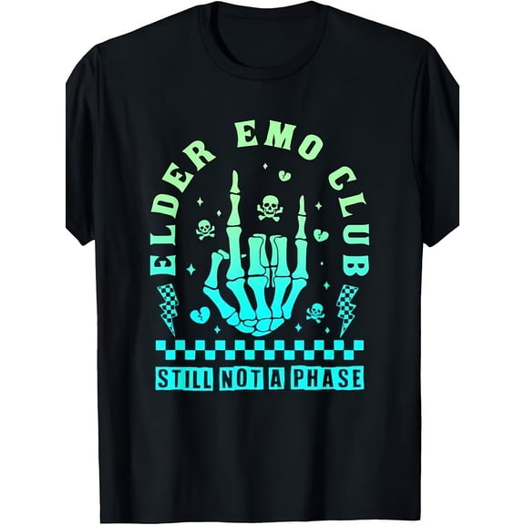 Unisex Elder Emo Club Skeleton Still Not A Phase Graphic T-Shirt