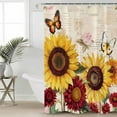 thumbnail image 6 of Shower Curtains Yellow Red Sunflower Butterfly Bath Curtain Retro Farmhouse Waterproof Bathroom Shower Curtain Set with Hooks Decoration 72 x 72 Inches, 6 of 7