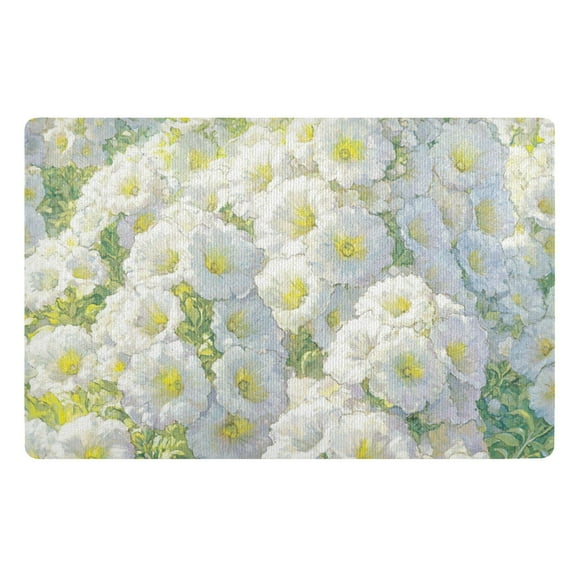 Bright White Daisy Floor Door Mat Outdoor Indoor for Home Entrance Welcome Mats 32"x20"