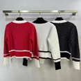 thumbnail image 5 of Ropa de mujer Suéteres de punto con lentejuelas de moda francesa Primavera Verano Cárdigan de bolsillo sencillo que combina con todo Tops con botones y cuello redondo, 5 of 5