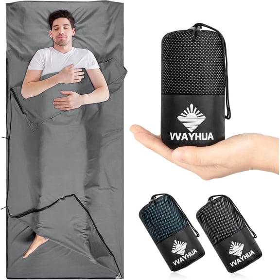 Sleeping Bag Liner, 9.5oz Ultralight Satin Travel Sheets for Hotel with Two Way Zippers, Silky Camping Sheets & Adult Sleep Sack for Backpacking Hiking Business Trips