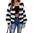 thumbnail image 2 of Women'S Winter Striped Cardigan Sweaters Long Sleeve Button Down Open Front Chunky Knit Oversized Sweater Coat, 2 of 9