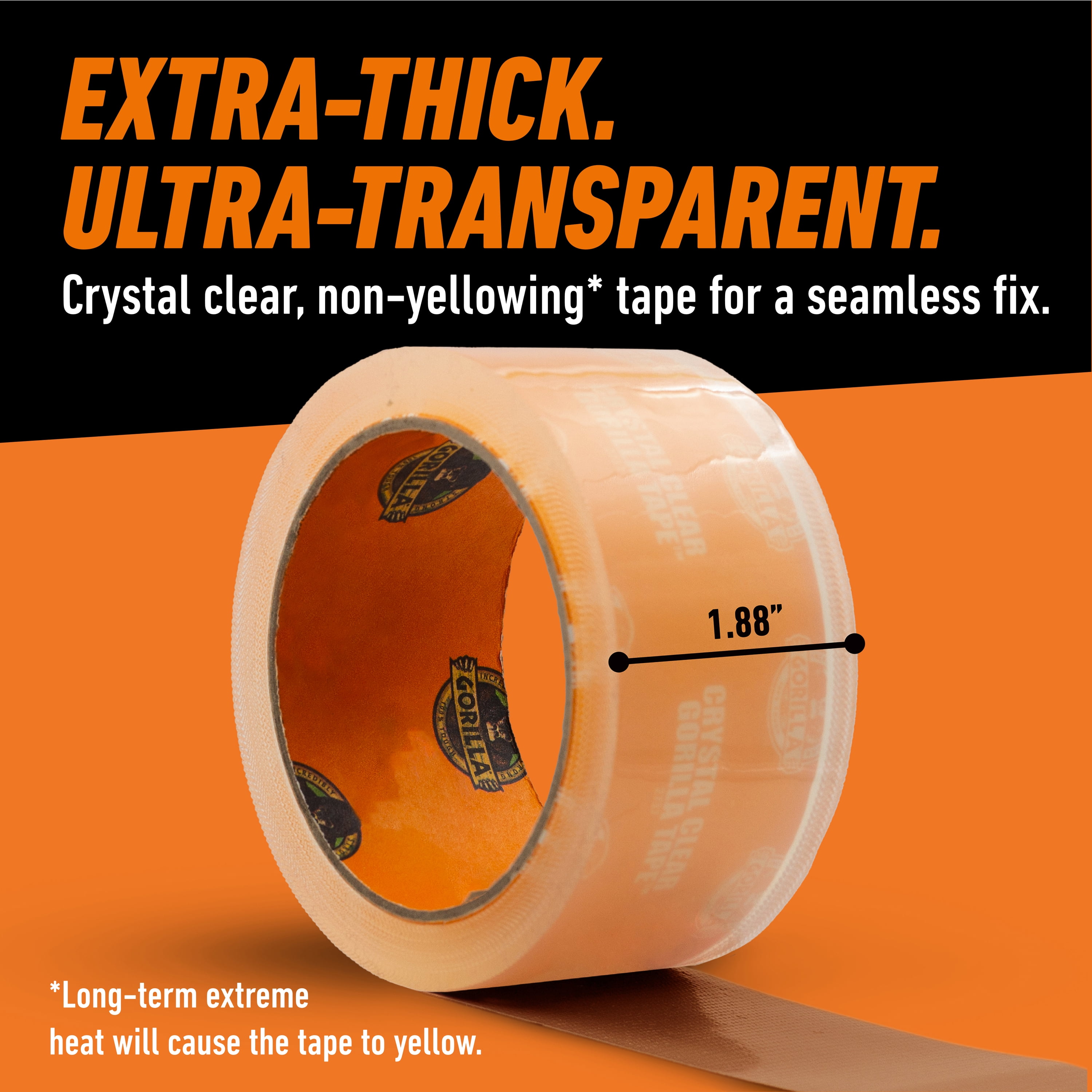Gorilla Crystal Clear Tape, 1.88 inch x 27 ft Roll