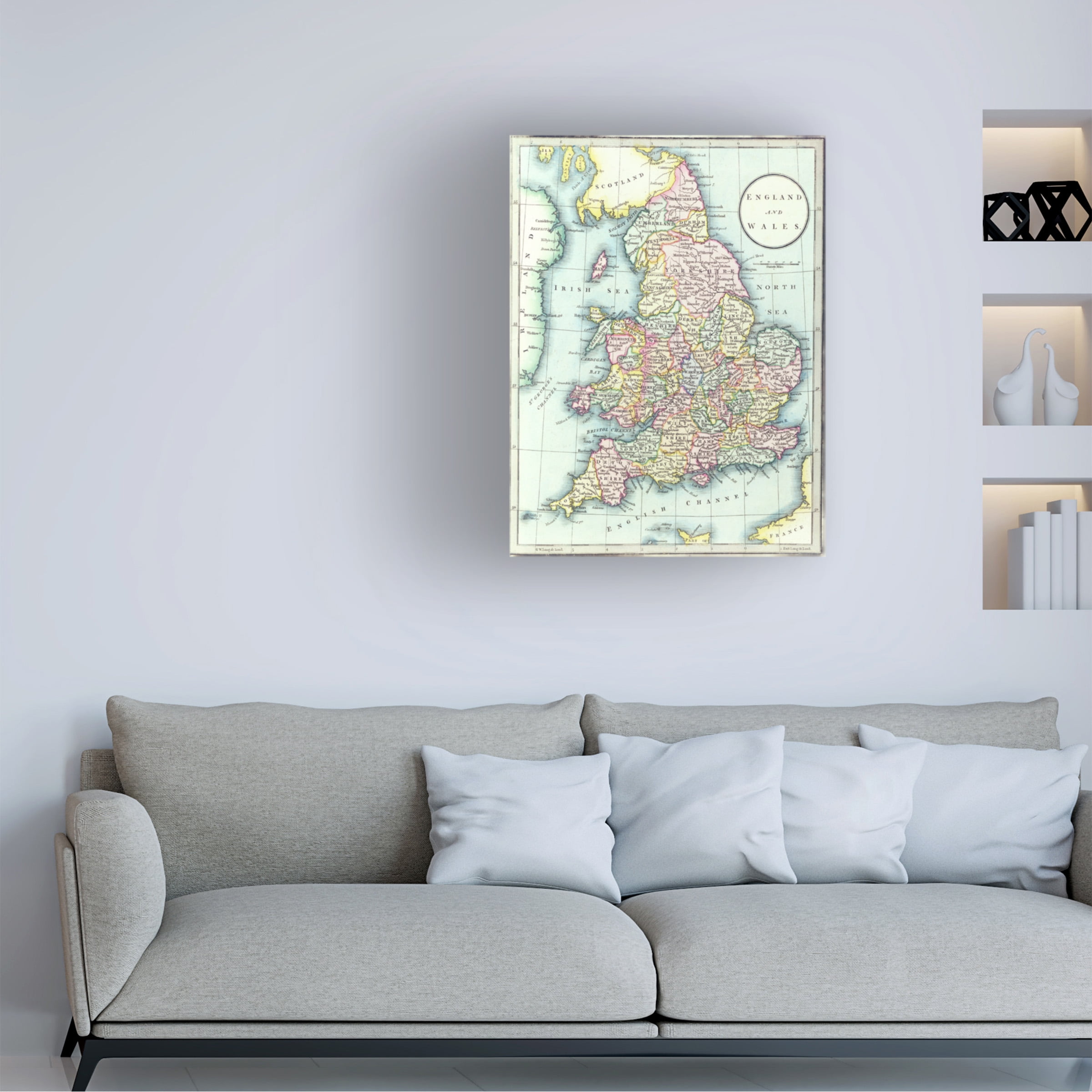 R.H. Laurie 'Map of England & Wales 1852' Canvas Art