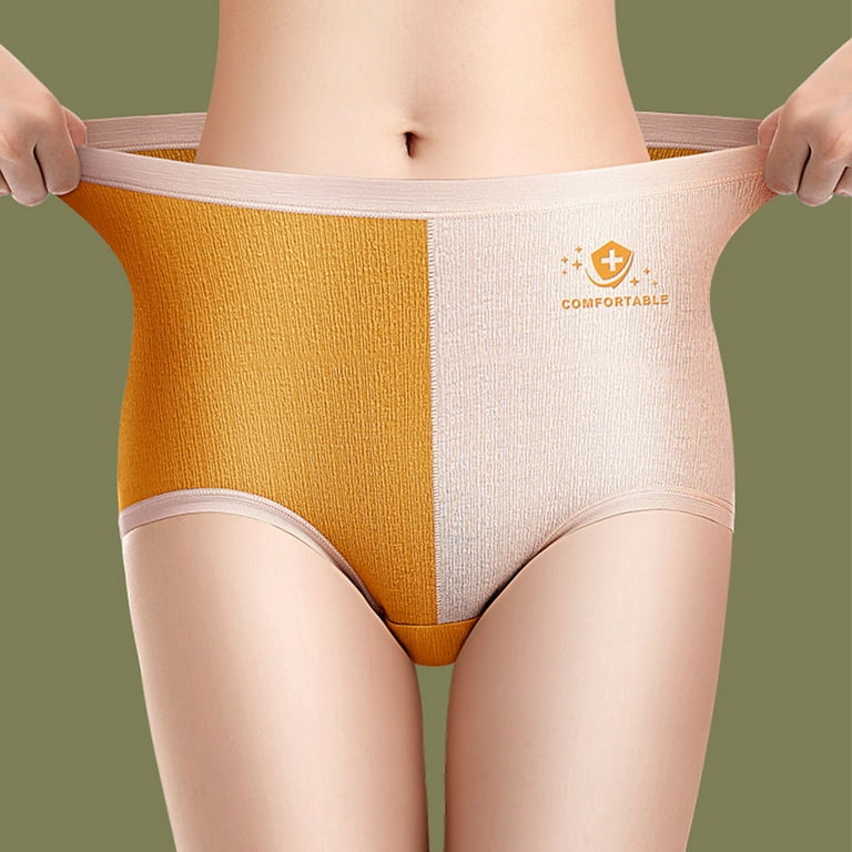 CAICJ98 Womens Lingerie Womens Underwear, Cotton Underwear No Muffin Top  Full Briefs Soft Stretch Breathable Ladies Panties for Women Yellow,XL