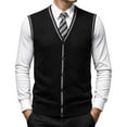 thumbnail image 4 of Men's Buckle V-Neck Wool Sweater Vest - Solid Color, Collarless, Fit for Dating/Work - All Seasons (M-XXXL), 4 of 4