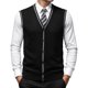 thumbnail image 4 of Chaleco de lana con cuello en V y hebilla para hombre - Color liso, sin cuello, ideal para citas o trabajo - Para todas las estaciones (M-XXXL), 4 of 4