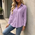 thumbnail image 6 of Tqcoqu Women's Collared Long Sleeve Solid Blouse Loose Casual Shirt with Heart Decorative Buttons, 6 of 6