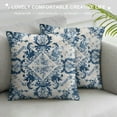 thumbnail image 3 of ONETECH Boho Throw Pillow Covers, Asian Scenic Blue White Throw Pillows Vintage Farmhouse Decorative Pillowcase Cushion Cover for Home Sofa Bedroom Outdoor, 3 of 5