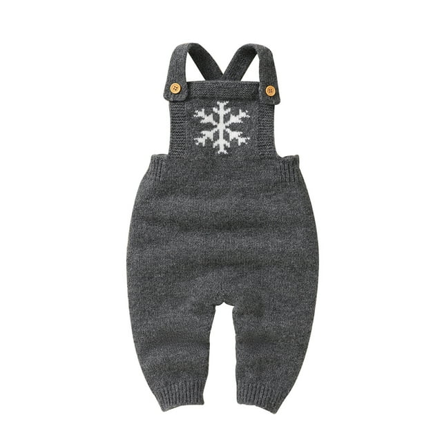 goowrom Salopettes en Tricot Bretelles Sans Manches à Col Carré en Flocon de Neige