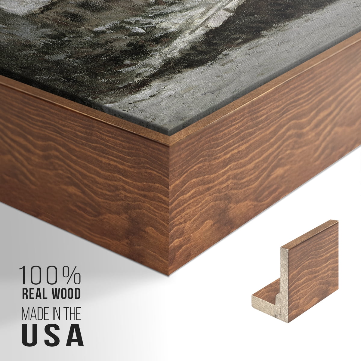 Vintage Landscape-CLXV By Wexford Home Framed in Walnut Wood Gallery Wrapped Canvas 25 in. x 37 in.