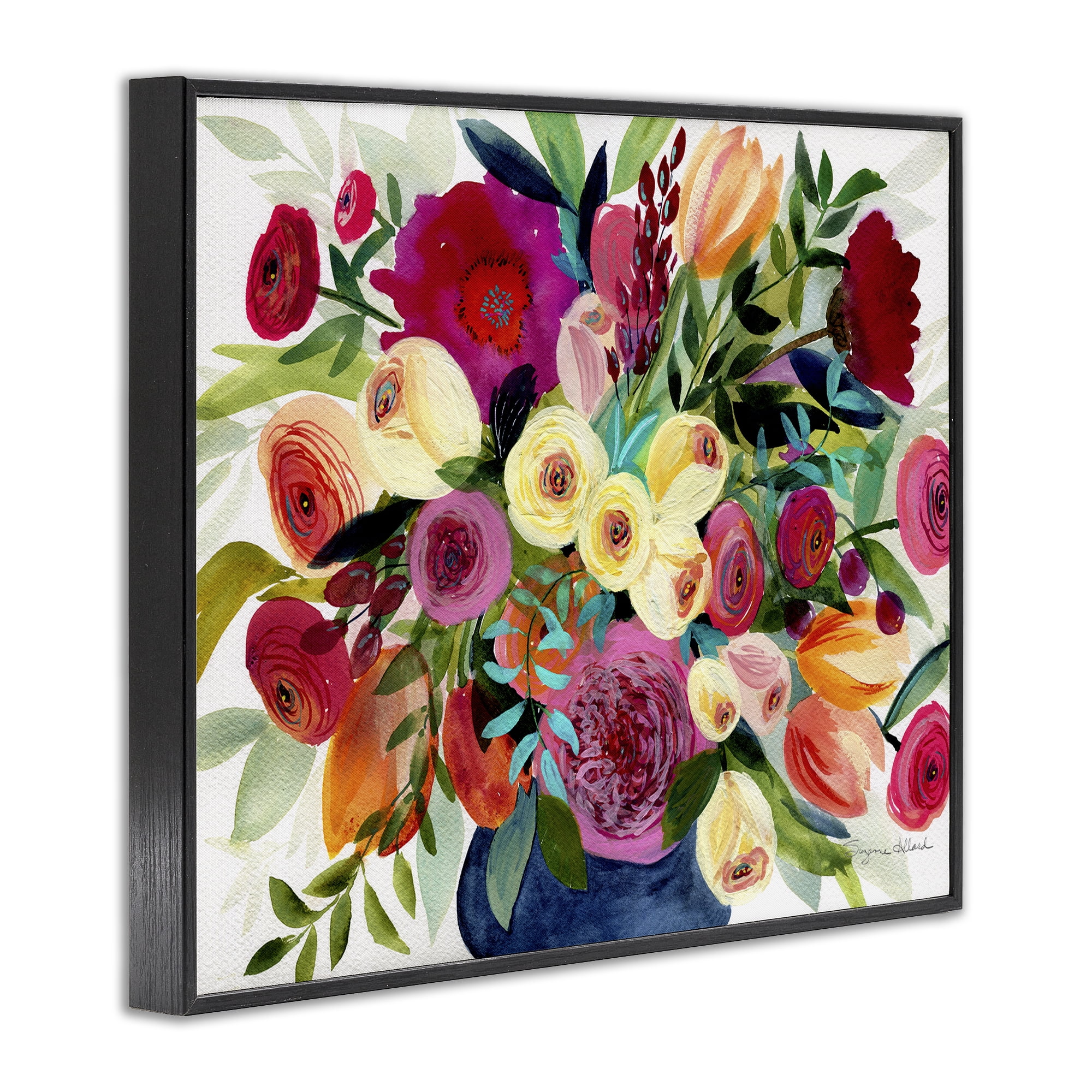 Stupell Industries Morning Joy Bouquet Black Framed Giclee Art, design by Suzanne Allard