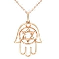 thumbnail image 3 of Rachel Koen 18K Rose Gold Diamond Hamsa Ladies Pendant 0.47Cttw, 3 of 5