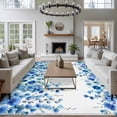 thumbnail image 3 of Spring Blue Floral Area Rugs 6'x9', Washable Small Throw Rugs for Kitchen Dining room, Farmhouse Weeping Floral Leaves Indoor Outdoor Rug Non-Slip Low Pile Carpet Runner Reversible Floor Mats, 3 of 8