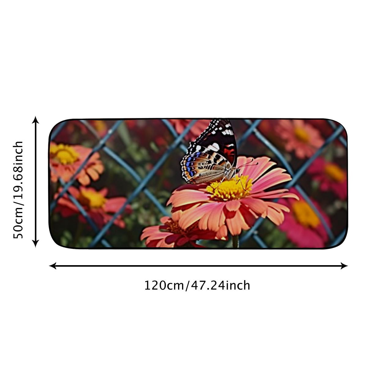 PHYHOO Decorative Door Mat, Door Mat with Non-Slip Rubber Backing, Easy Cleaning, Traps Dirt, Rug for Entry, Patio, Garage - Zinnia Garden Flowers Fair Admiral Butterfly Garden 19.68*47.24 in