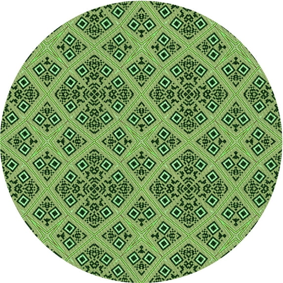 Ahgly Company Indoor Round Patterned Army Green Area Rugs, 8' Round