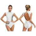 thumbnail image 6 of iiniim Women Shiny Rhinestones Gymnastics Dance Leotard Sleeveless Cutout Back Metallic Figure Skating Bodysuit White XXL, 6 of 7
