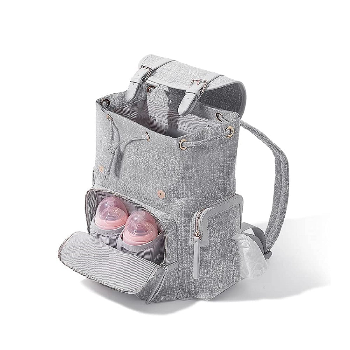 Sunveno Tweed Backpack Large Capacity Diaper Bag Nappy Organizer Backpack, Gray