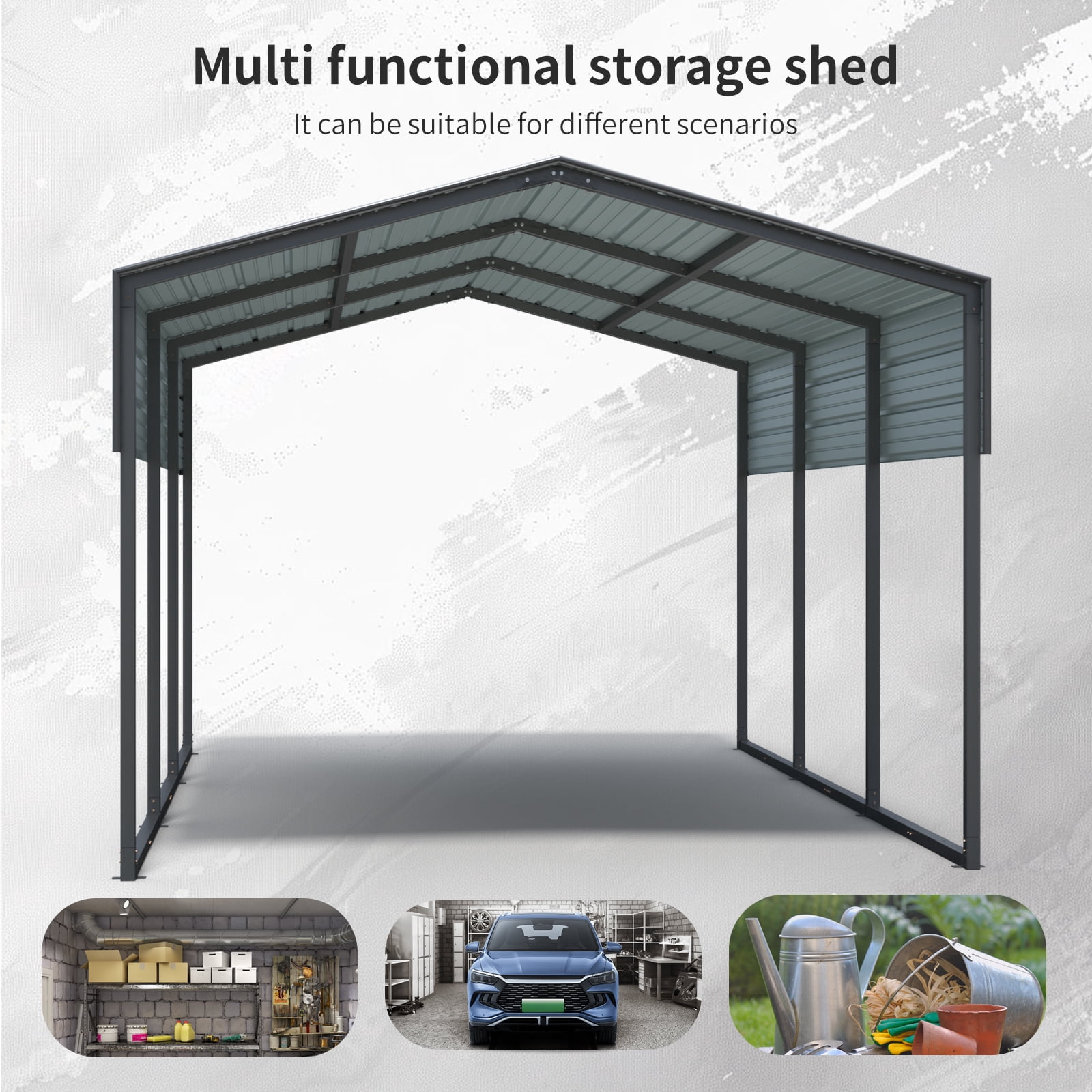 10x15ft Metal Outdoor Carport with Galvanized Steel Roof and Frame,Large Garage