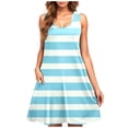 thumbnail image 2 of Ovzne Robes d'Été pour Femmes Robe Décontractée pour Femmes Grande Taille Sans Manches à Col Rond Robe Courte à Rayures Robe Maxi Grande Taille Liquidation, 2 of 5