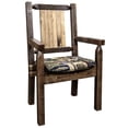 thumbnail image 3 of Homestead Collection Captain's Chair, Woodland Upholstery w/ Laser Engraved Bear Design, Stain & Lacquer Finish, 3 of 10