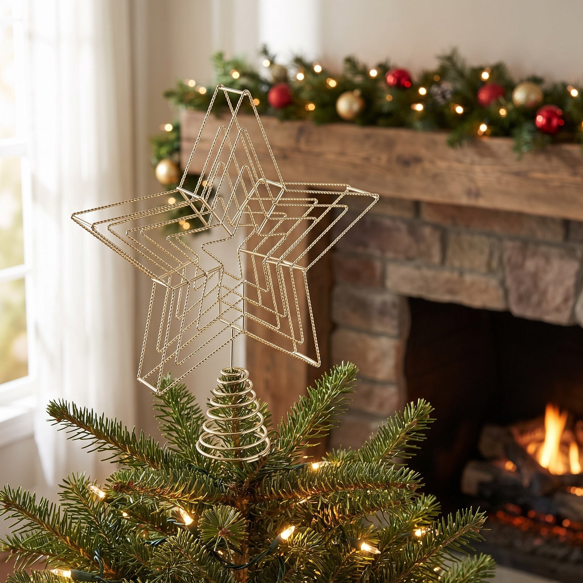 Metal Star Christmas Tree Topper, Gold, 12", by Holiday Time
