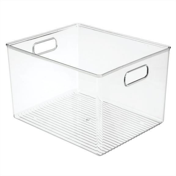 iDesign Large Cabinet Organizing Bin with Integrated Handles, Clear