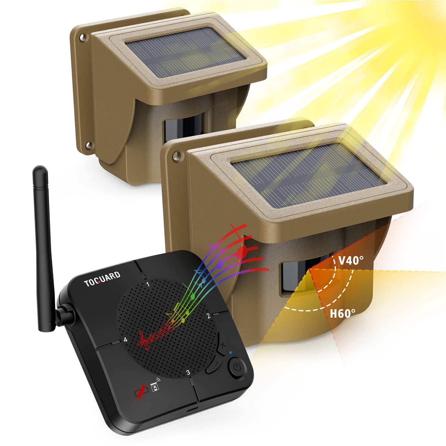 TOGUARD Solar Driveway Alarm Wireless Outside Weatherproof 1/2 Mile