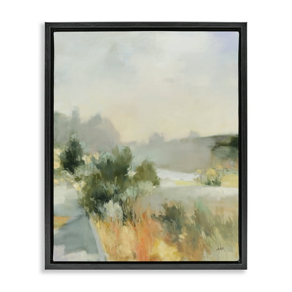 Stupell Industries Along The Path Landscape Landscape & Nature Painting Black Floater Framed Canvas Art Print Wall Art, 17 x 21