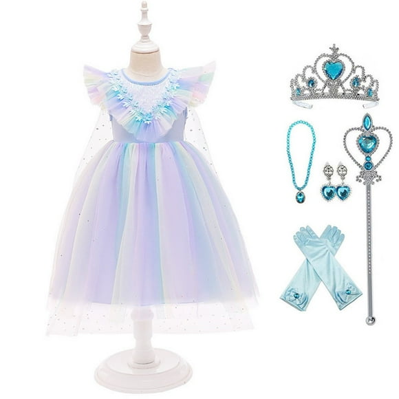 HAWEE Girls Elsa Dress Carnival Costume Birthday Party Princess Tutu Dress Puff Sleeve Elsa Dress Up