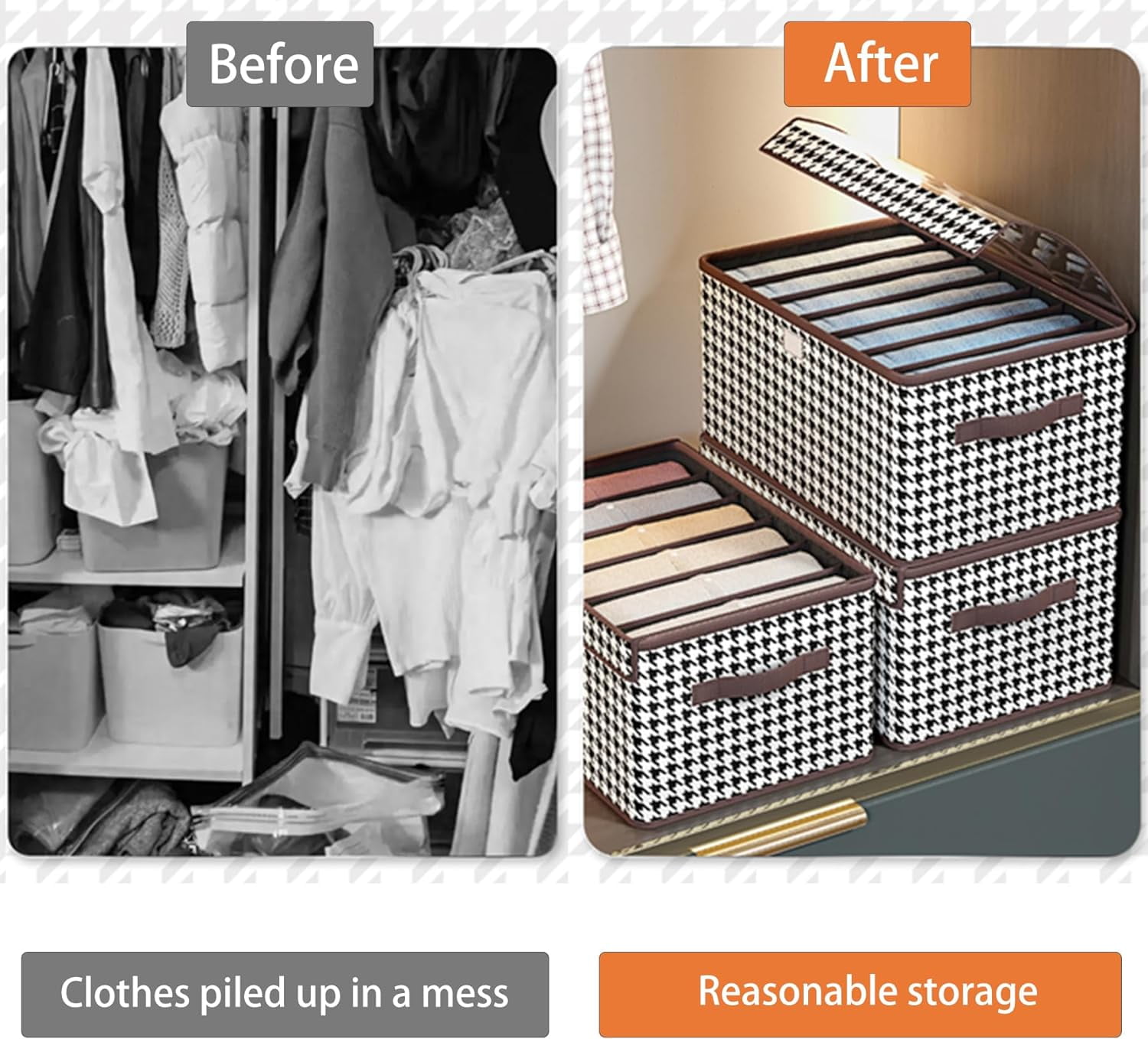3 Pack Fabric Storage Bins with Lids, Wardrobe Storage Organiser, Stackable Storage Bin, Foldable Storage Baskets with Handle, Closet Organizers and Storage Boxs for Toys, Clothes, Home, Office