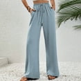 thumbnail image 4 of Mgmyaa Straight Leg Pant Women, Plus Size Womens Slacks, Solid Elastic Waist Straight Tube Casual Wide Leg Pants, Palazzo Pants Casual Lounge Pant Trousers, 4 of 6