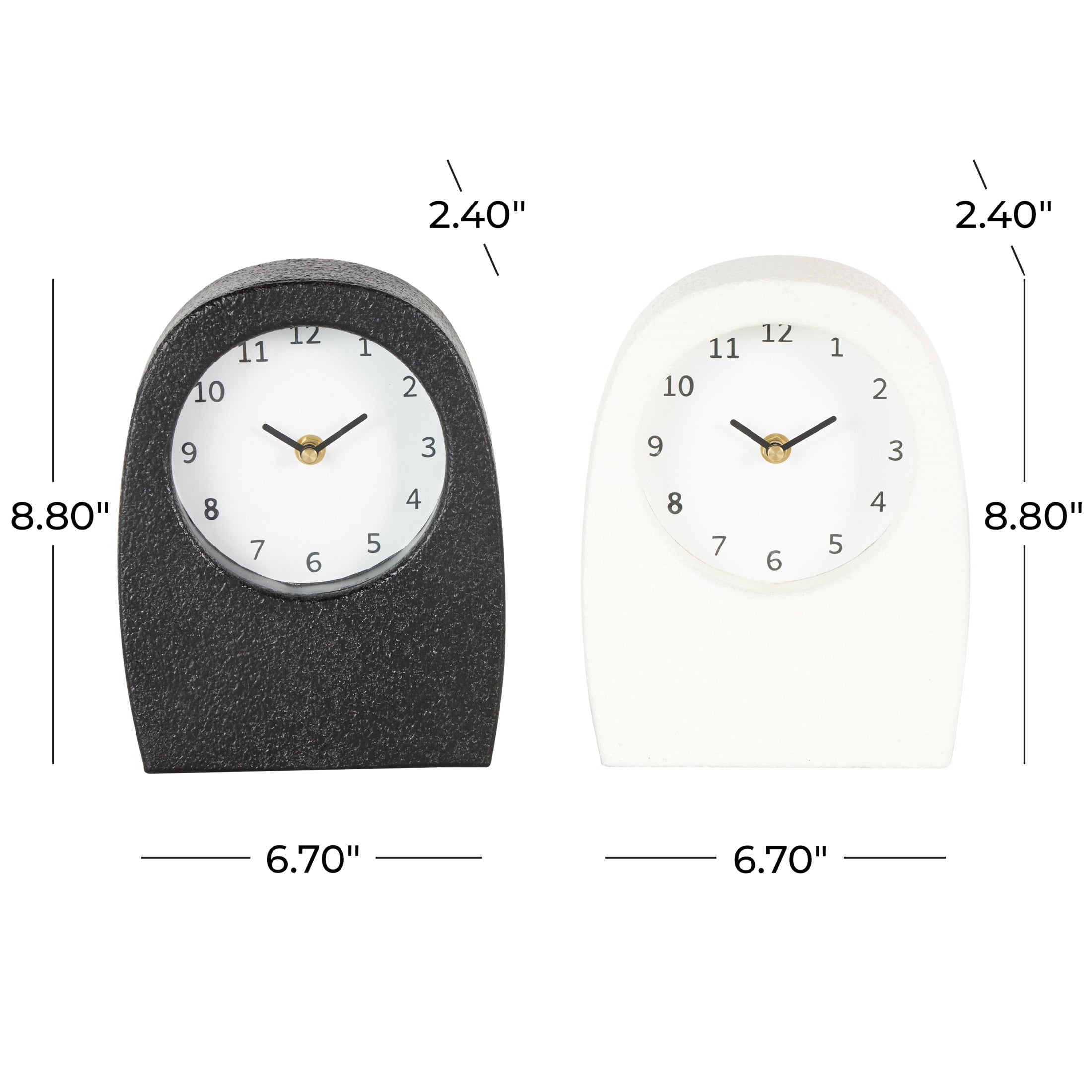 DecMode 9" Multi Colored Wood Textured Clock with Gold Accents, Set of 2