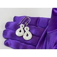 thumbnail image 4 of Sterling Silver White Pearl Earrings Carved Infinity Symbol Tear Drops Simple Contemporary Dangles Designed for Adult Women, 4 of 5