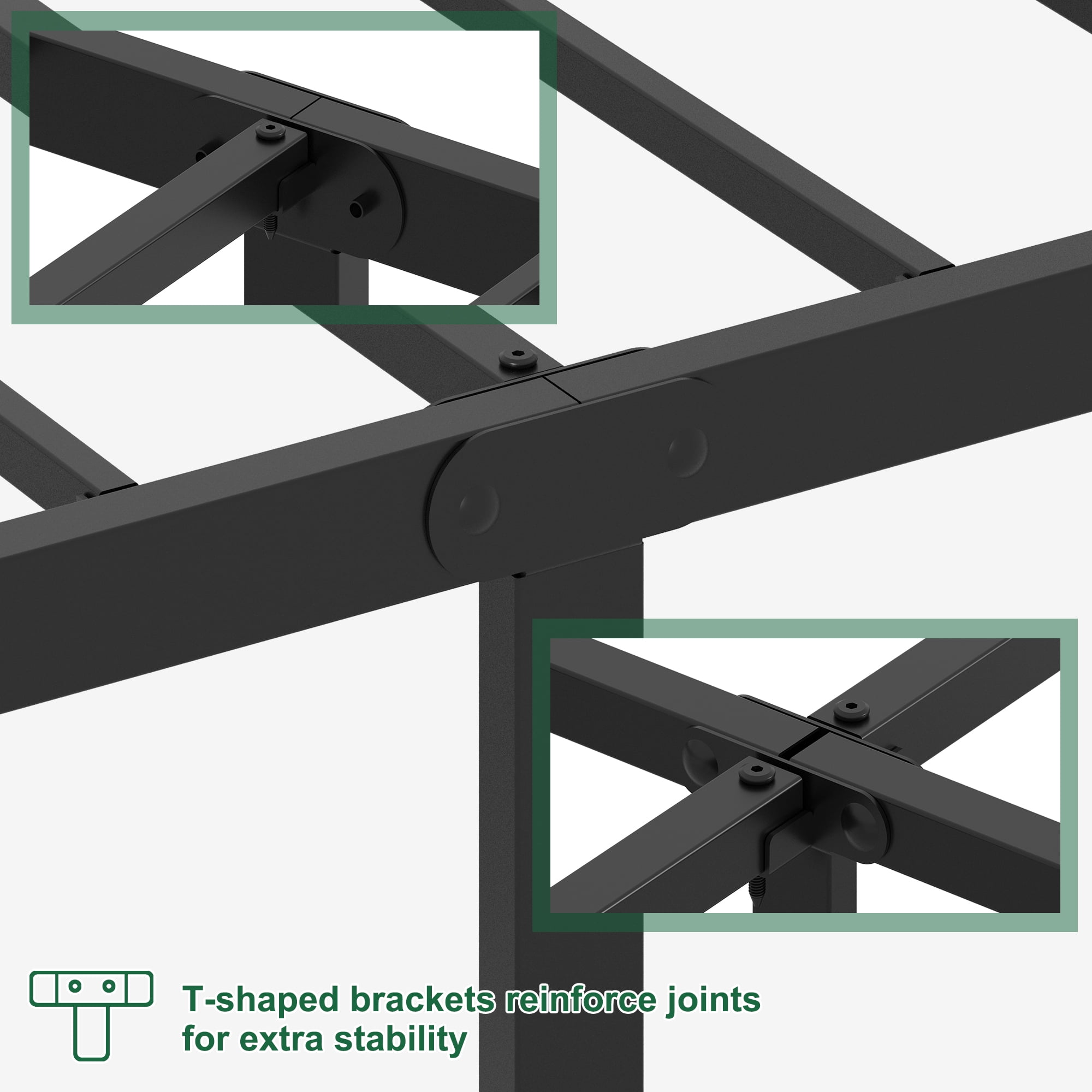 Napcenter 12 inch Twin Bed Frame with Headboard and Footboard, Metal Platform No Box Spring Needed, Easy Assembly, Black