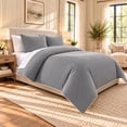 thumbnail image 2 of Wamsutta 1846 Cotton Tencel 3-Piece Gray Flannel Solid Comforter Set, Full/Queen, 2 of 11