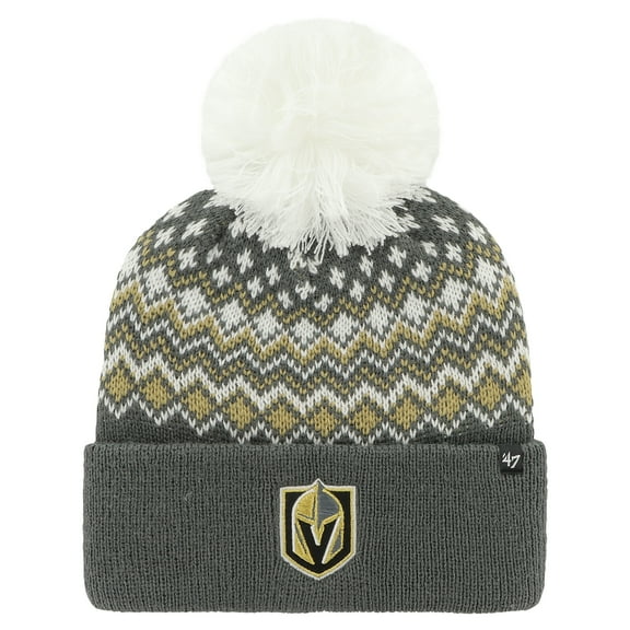 Women's '47 Charcoal Vegas Golden Knights Elsa-Cuffed Knit Hat with Pom