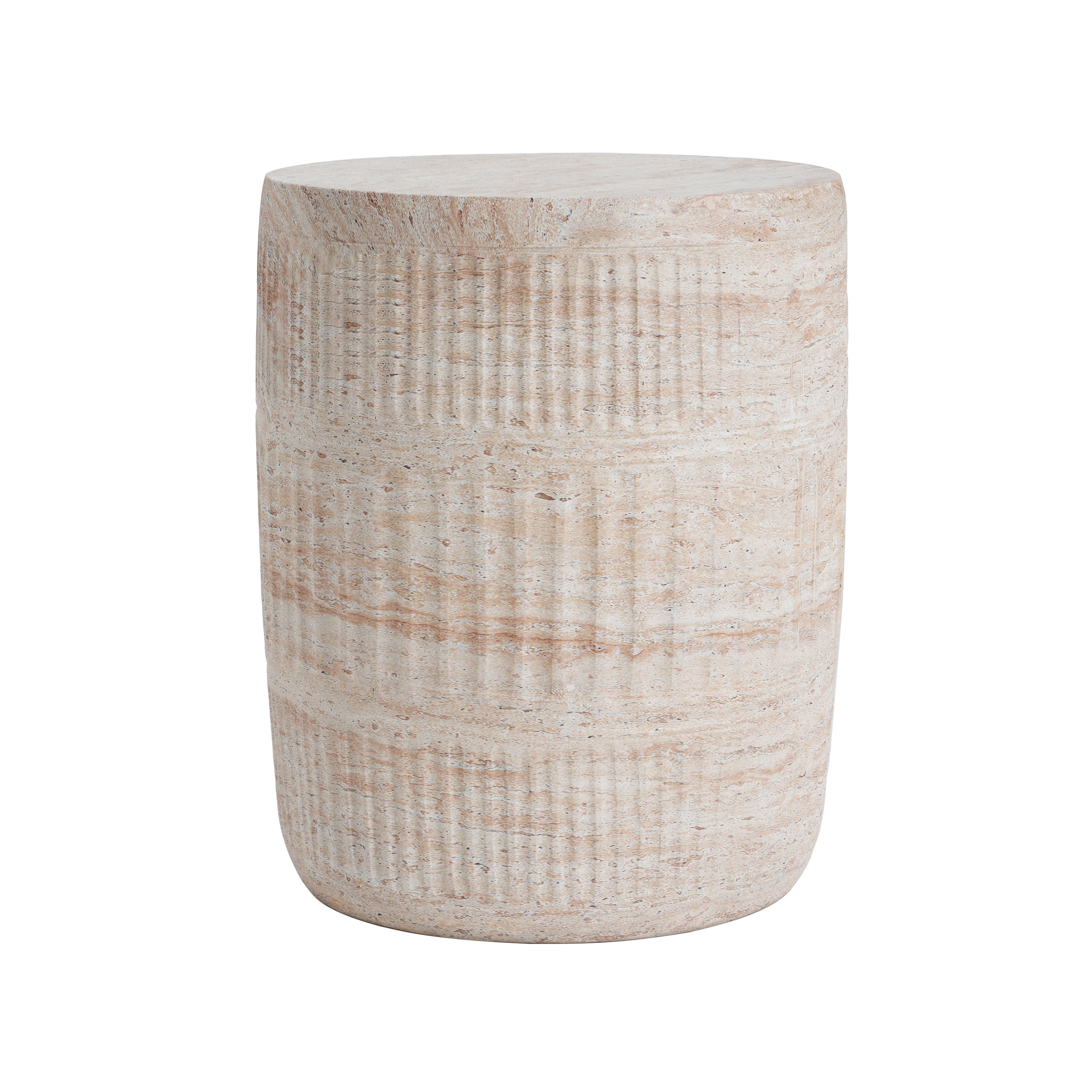 Side Table, Outdoor Indoor Lightweight Concrete Table for Patio Balcony Garden, Travertine Finish