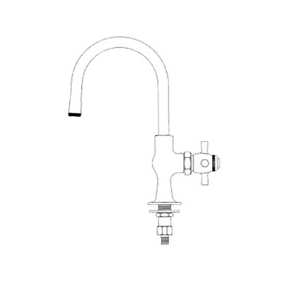 T&S Brass B-0750 Sill Faucet, Deck Mount, Rigid Gooseneck with Stream Regulator