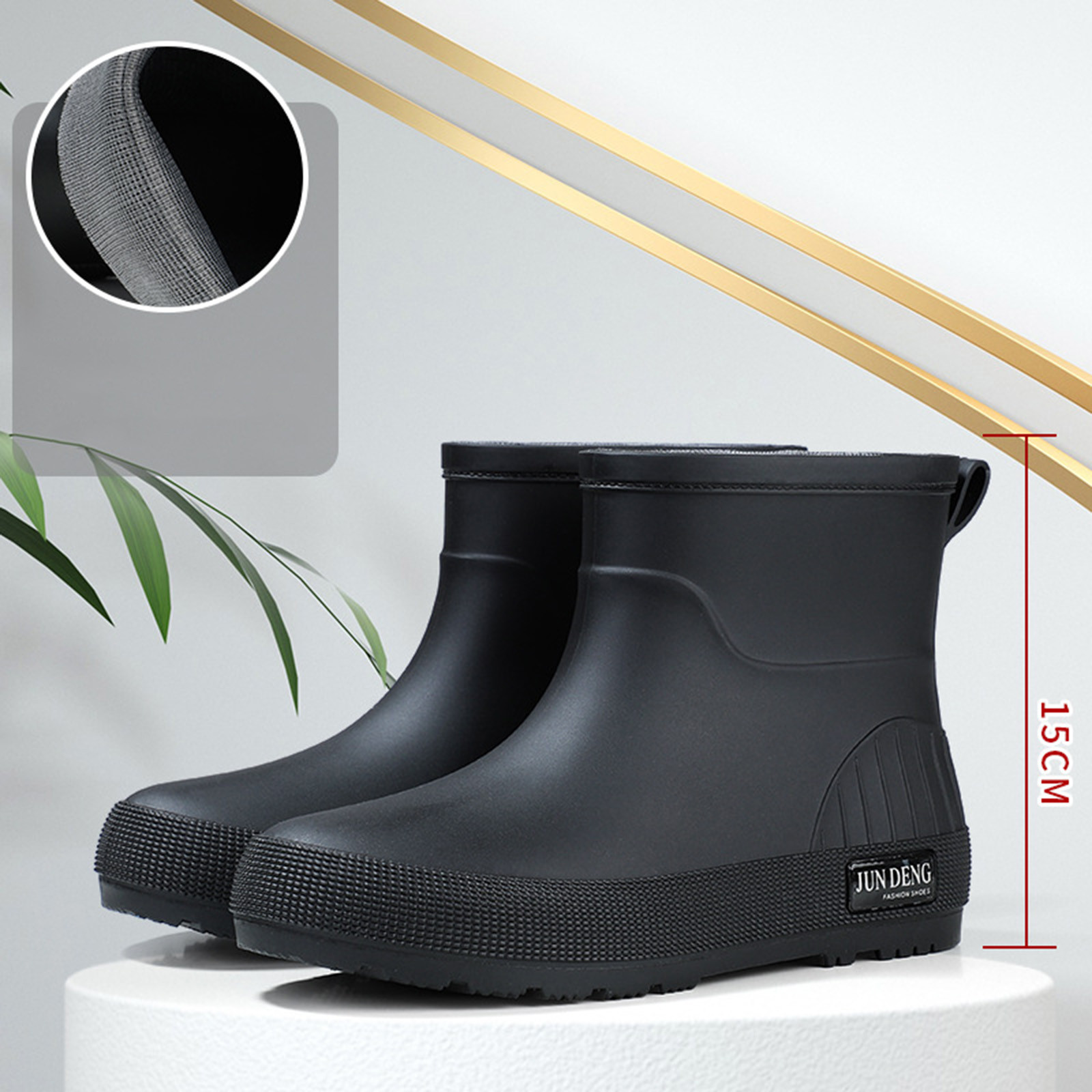 Taylonsss Women's Waterproof Rubber Rain Boots with Chunkys Heel for Fall and Winter Comfortable Height-Increasing Short Boots with Anti-Slip Sole for Outdoor Activities
