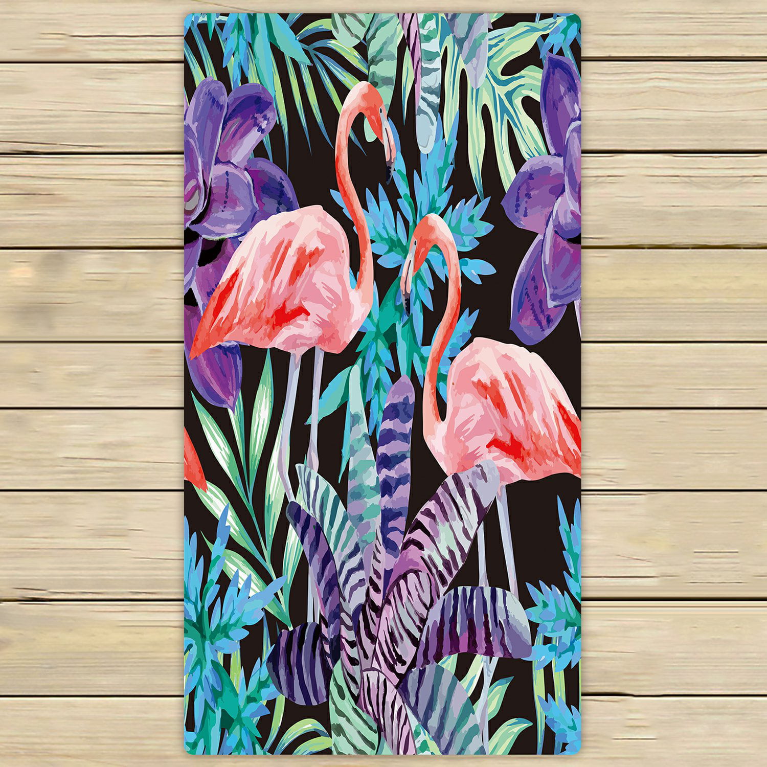 PHFZK Watercolor Towel, Tropical Beach Flamingo Bird and Exotic Plants ...