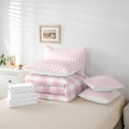 thumbnail image 6 of Homewish Pink Plaid Twin Bedding Sets 7-Piece, Geometric Buffalo Grid Bedding Comforter Set, Cute Checkered Sheet Sets, Breathable Home Decor, 6 of 8