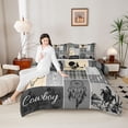 thumbnail image 4 of Homewish Western Cowgirl Cowboy Bedding Comforter Set, Grey Cream Patchwork Twin Comforter Sets, Tribal Dreamy Catcher Reversible Bedding Set, Super Cozy Room Decor, 2pcs, 4 of 8