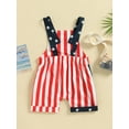 thumbnail image 3 of 4th of July Toddler Kids Boys Girls Bib Overalls Stripe Star Print Jumpsuit Suspender Pants Independence Day Clothes, 3 of 6