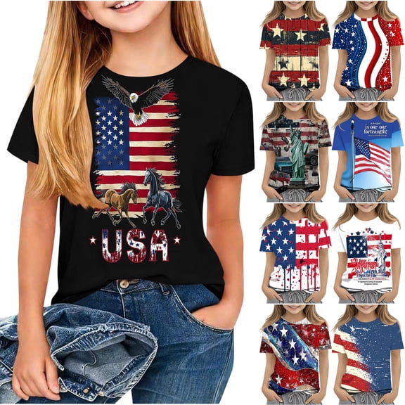 oelaio Kids 250 Anniversary America Flag Shirt for Boys Girls USA 250th Years Birthday 1776 July 4th T-Shirt Mint Green 4-5 Years