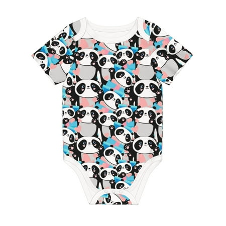 

Matuu Panda Cute Hearts for Baby Short-Sleeve Bodysuit Soft Cotton Comfortable and Breathable Perfect for Newborns and Infants