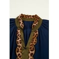 thumbnail image 5 of Women's Navy Blue Leopard Print Tunic Dress – Casual Short Sleeve with Metallic Trim for Summer, XL, 5 of 10
