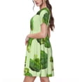thumbnail image 2 of Naloa Broccoli 3 Print Womens Summer A-Line Dress with Pockets,Short Sleeve Dresses,Flowy Beach Swing Dress for Vacation Travel, 2 of 6